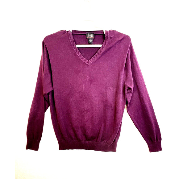 Jos A Banks Signature Collection V Neck Sweater Men'sLarge Burgundy Pima Cotton - Picture 7 of 8